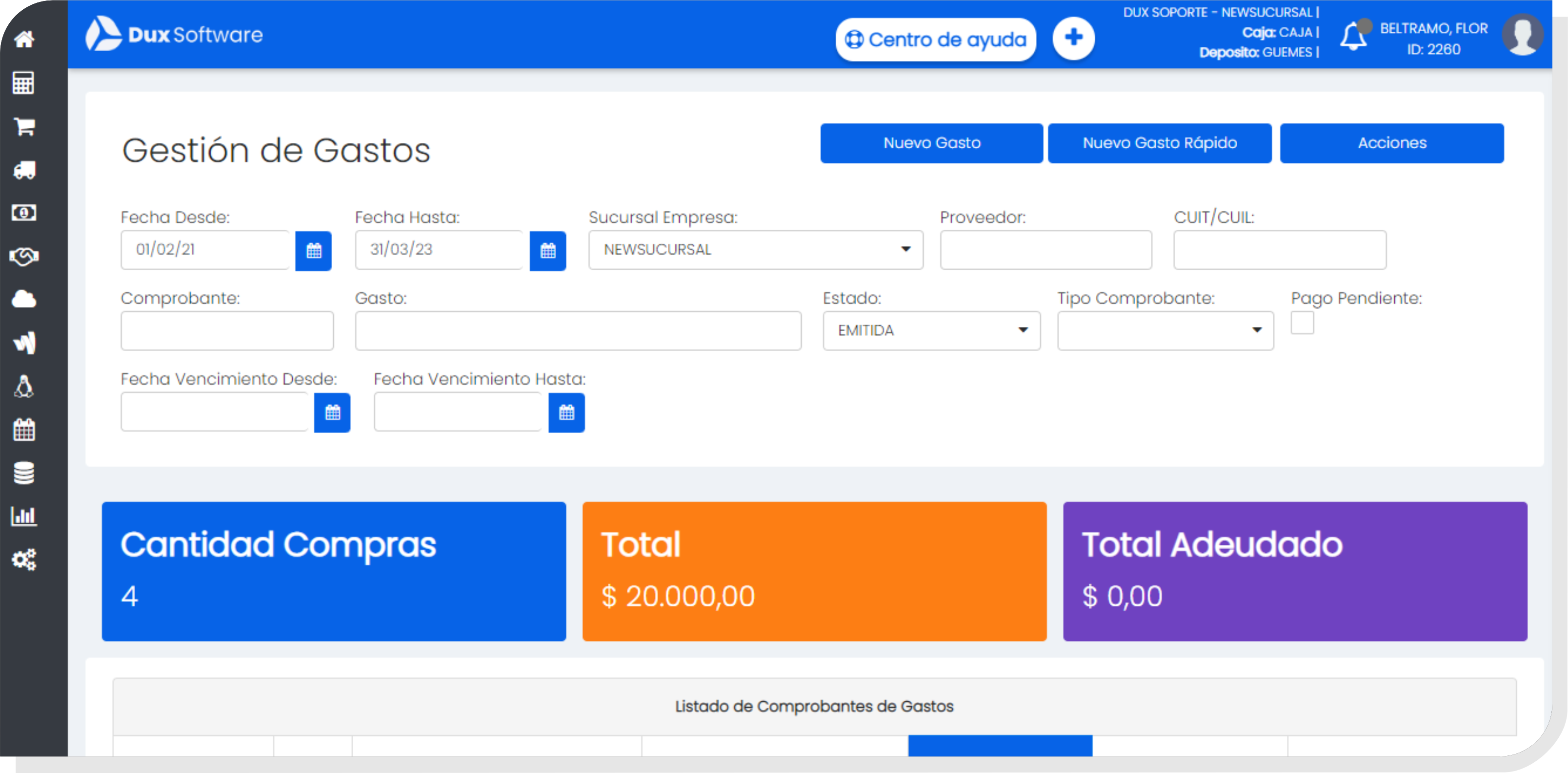 gestion de gastos