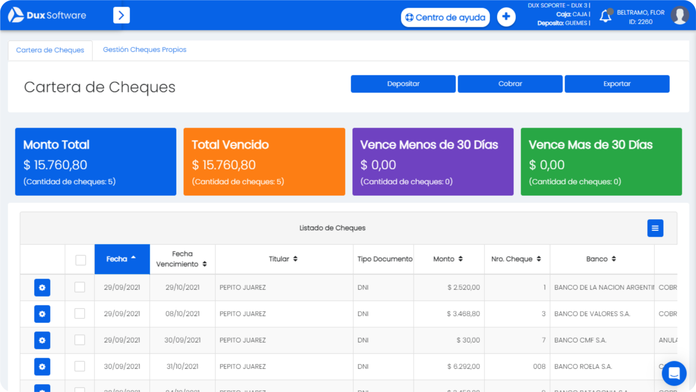 Módulo Tesorería - Dux Software