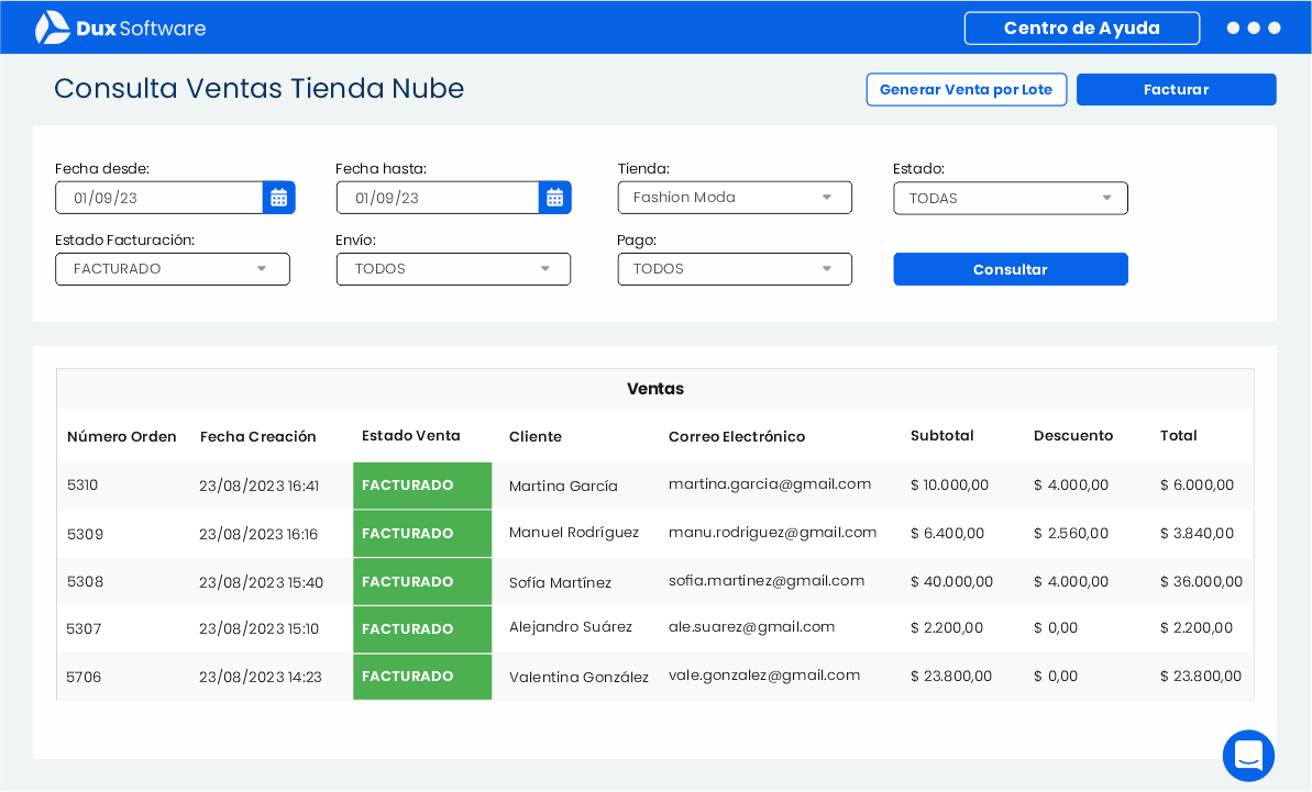 Integración con Tienda Nube - Dux Software