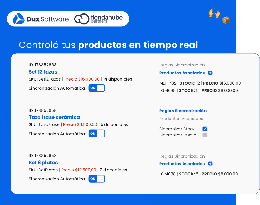 Tus productos de Tienda Nube en tiempo real