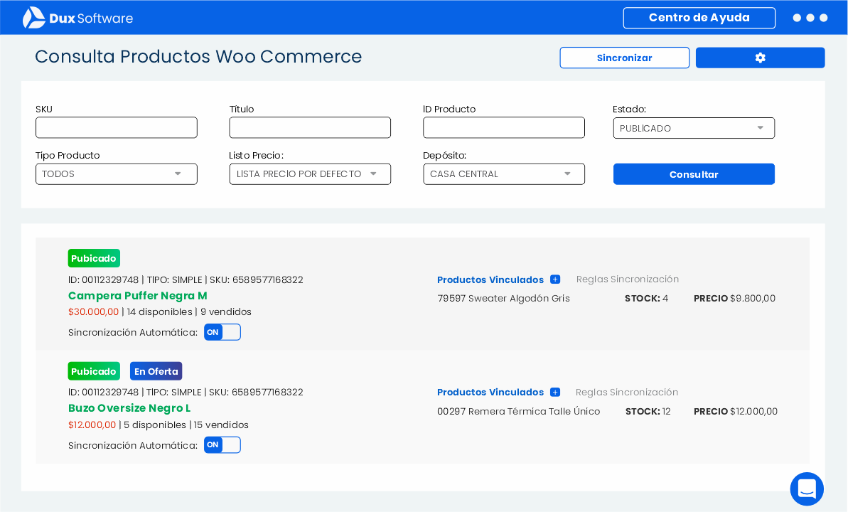 Integración con WooCommerce - Dux Software