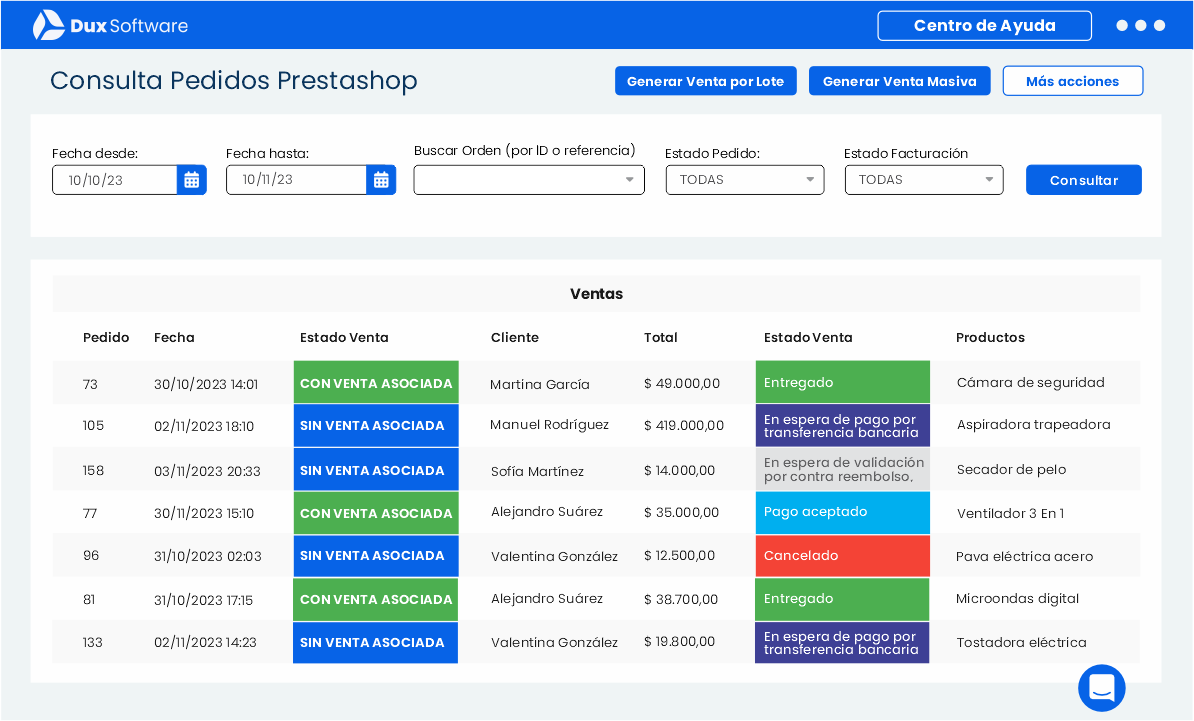 Integración Dux Software con Prestashop