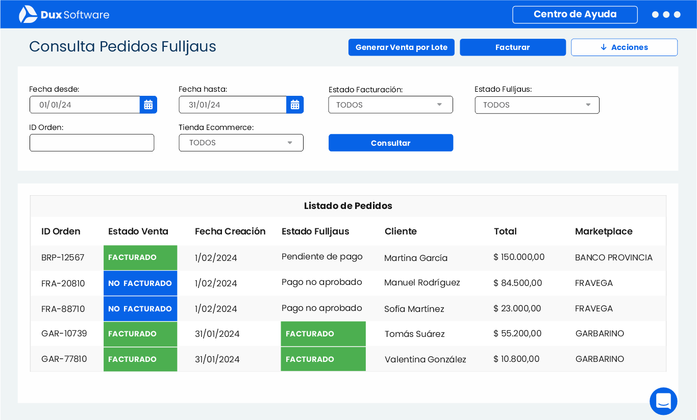 Integración Dux Software con Fulljaus